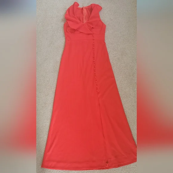 Vintage 1970’s Women's XS Maxi Dress Red Sleeveless Ruffle top. - Picture 3 of 11